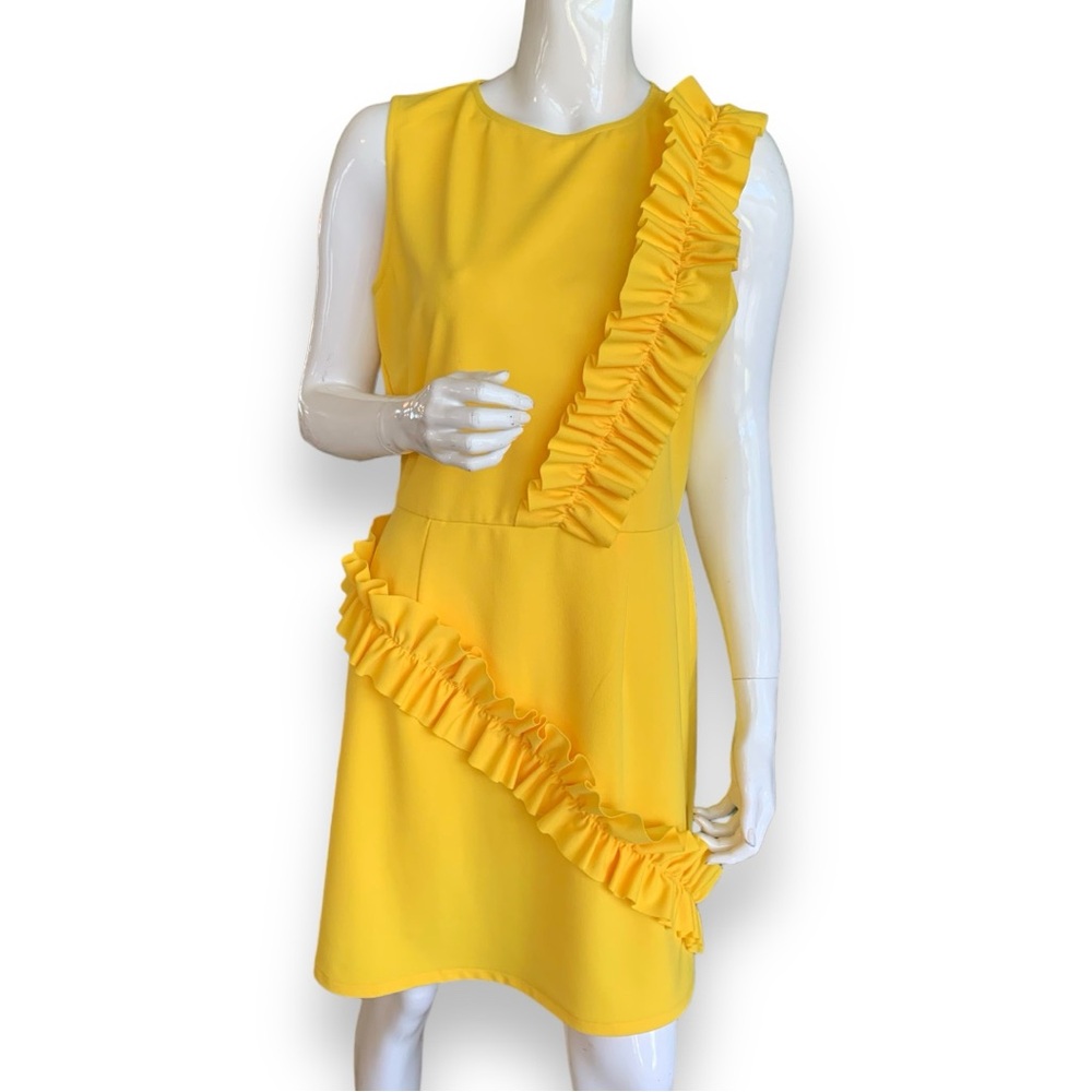 ASOS YELLOW RUFFLE SLEEVELESS DRESS. WOMEN’S SIZE 10